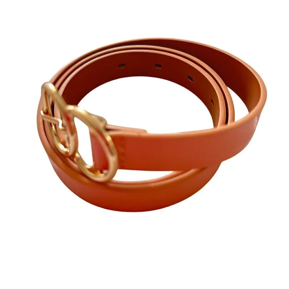 Skinny Belt Double Gold Buckle Women Size S Adjustable Georgia Peach A New Day